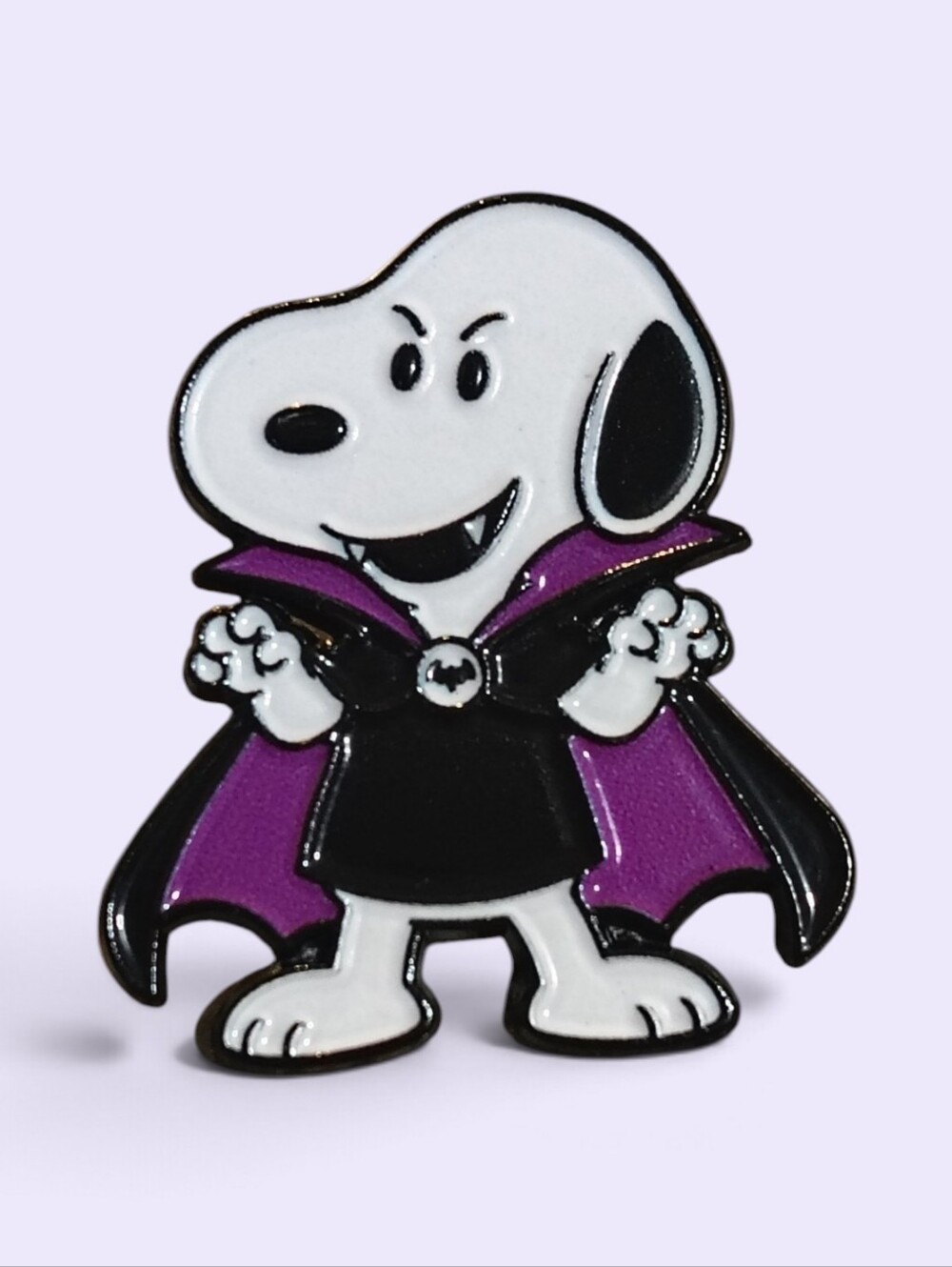 Peanuts: Snoopy Vampire Pin in White, Black & Purple
